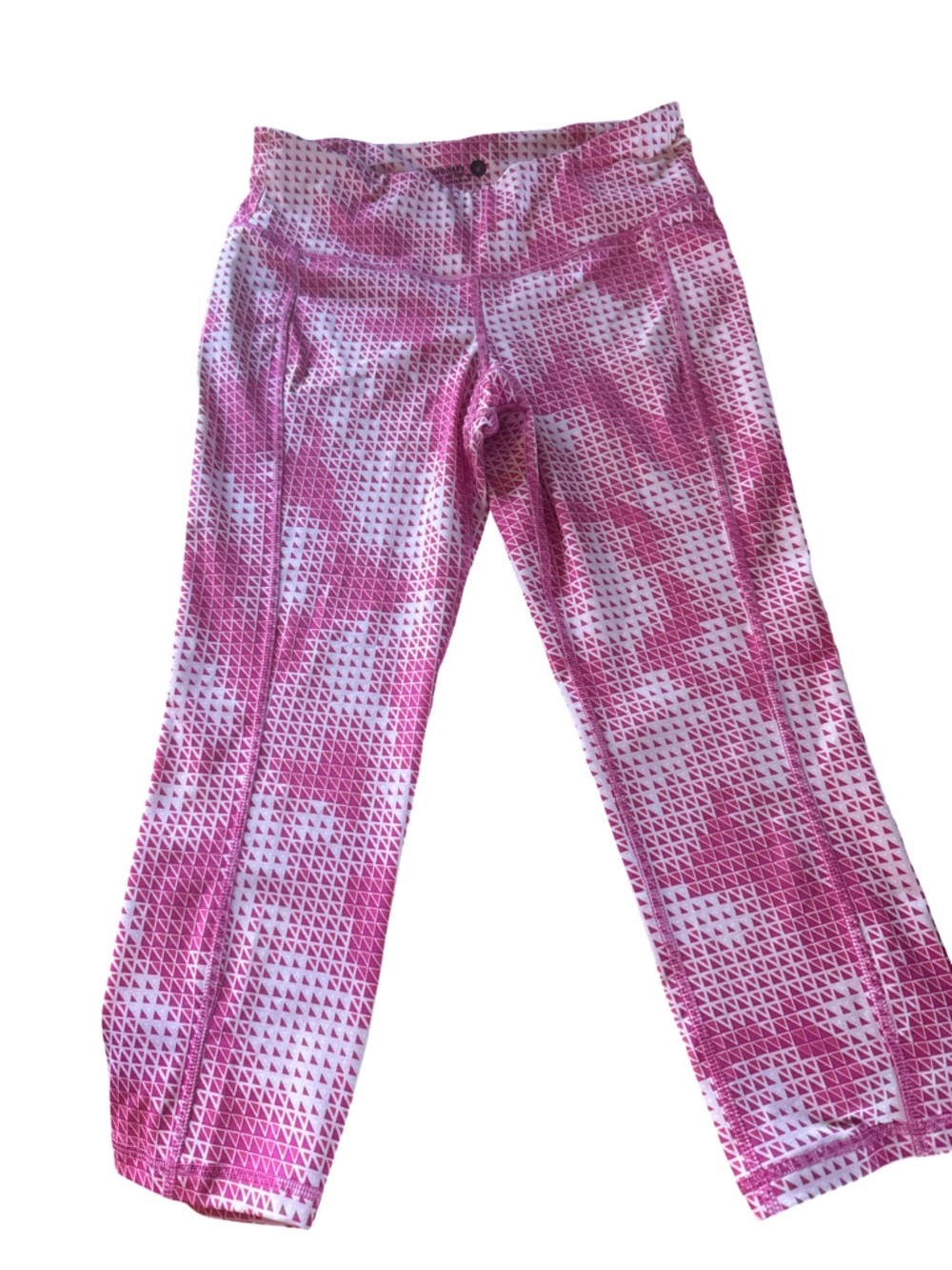Old Navy Pink and White Geometric Cropped Leggings